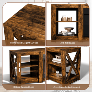 Chimenea Eléctrica de Doble Cara de 58 Pulgadas con Acabado en Madera, con Núcleo de 18 Pulgadas, 149x40x60cm, Chimenea Eléctrica Independiente - Product Image 6