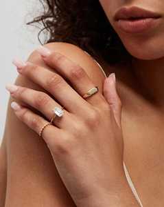 Custom Lab Grown Diamond Engraved <b>Initial</b> Letter Signet <b>Ring</b> Flush Pinky Finger Statement Bands Jewelry 14k Solid Gold Wholesale - Product Image 5