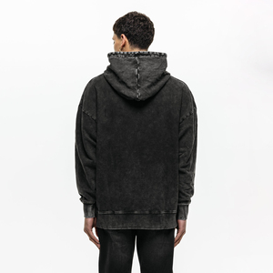 Sweat à capuche oversize en coton lavé pour homme, couleur unie, en molleton bouclette anti-boulochage, coupe classique, style streetwear automne - Product Image 3