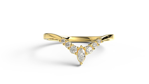 Vintage 18K Gold Plated Marquise Round Diamond <b>Ring</b> <b>Band</b> Curved V Shaped <b>Band</b> Stackable Engagement <b>Ring</b> Fine Jewelry Gift Women - Product Image 1