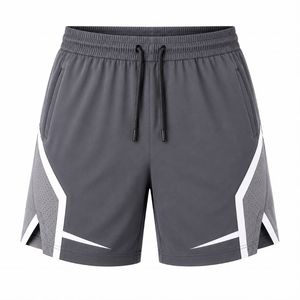 Pantalones Cortos Deportivos de Secado Rápido para Hombre, Color Marrón, con Franja Lateral, Cordón Ajustable, Cintura Media, Tejido de Poliéster, Estilo Casual - Product Image 5