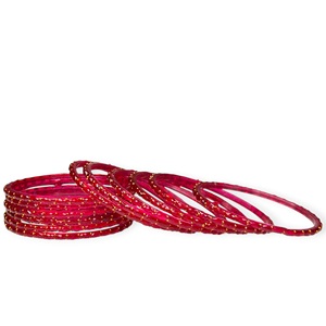 Festive Special Strawberry Pink Gold Plated Kashmiri Raindrop Glass Bangles Crystals Lightweight <b>Wedding</b> at Wholesale Price - Product Image 3