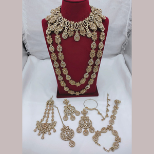 JeweleMarket Ethnic Gold Plated Austrian Crystal <b>Bridal</b> <b>Jewelry</b> <b>Set</b> with Necklace & Earrings for Women's - Product Image 4