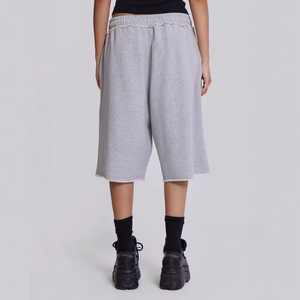 Shorts Capri pour Hommes, Couleur Unie, Taille Mi-Haute Élastique, Décontractés, Respirants, en Mélange Tricoté Polyester/Coton, Séchage Rapide, avec Cordon de Serrage - Product Image 3