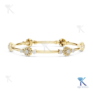 Elegant Diamond Flower Station <b>Bangle</b> 14K 18K <b>Solid</b> <b>Gold</b> Fine Women Luxury Cluster Jewelry Manufacturer Wholesale SupplieR - Product Image 2