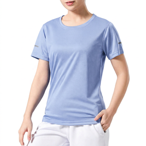 Camiseta de Poliéster de Secado Rápido para Hombre, Cuello Redondo, Manga Corta, Azul, Corte Regular, Color Sólido, Impresión Digital, Tejido Informal - Product Image 3