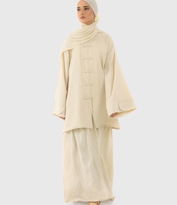 Vintage Floral Long Sleeve Maxi Kit <b>Dress</b> Asymmetrical Hem Modest Middle Eastern Design Polyester Breathable <b>Prayer</b> Wedding Wear - Product Image 1