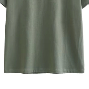 T-shirt pour homme en coton 100% vert olive, manches courtes, col rond, coupe classique, couleur unie, tricot velours, design personnalisé, écologique - Product Image 6