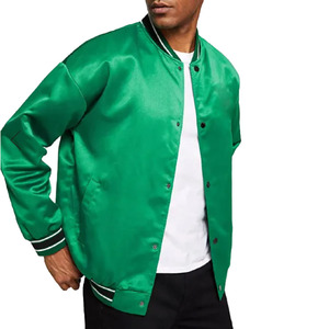 Chaqueta Varsity Azul Satinado para Hombre, Manga Larga, Cortavientos, Chaqueta Bomber de Invierno, Logotipo Personalizado, Ropa Urbana - Product Image 1
