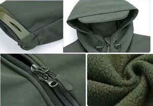 Veste softshell d'hiver pour homme, imperméable, pour sports de plein air, course à pied, avec capuche, matière toile respirante, fermeture éclair - Product Image 2