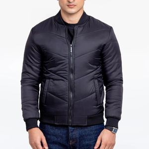 Chaquetas acolchadas sólidas de corte regular con cuello acanalado para hombre - Product Image 3