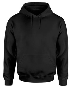 Sudadera con Capucha Negra para Hombre, Corte Regular, Color Sólido, Informal, de Algodón French Terry, para Otoño, Personalizable, Gruesa - Product Image 1