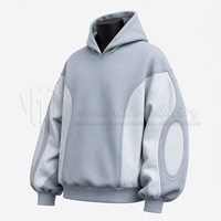 Hoodie Oversize Kustom Desain Lengan Panel 3D Streetwear Sweatshirt Unisex Kasual Hoodie Fleece OEM ODM