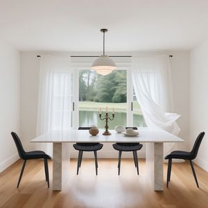 Set di 6 Sedie da Pranzo Senza Braccioli in Pelle PU Nera con Motivo a Onde e Gambe in Metallo per Cucina, Ristorante, Soggiorno - Product Image 2