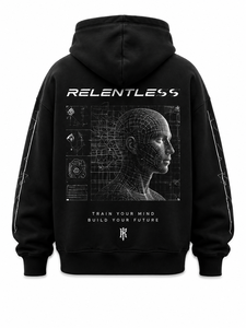 Sweat à capuche noir pour homme Relentless avec imprimé avant et arrière, coupe classique, en coton French Terry, décontracté, pour l'automne - Product Image 3