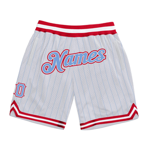 <b>Men</b> <b>White</b> Red Sublimated Mesh Basketball <b>Shorts</b> Digital Print Polyester Performance Sportswear Team Training Uniform Clothing - Product Image 1