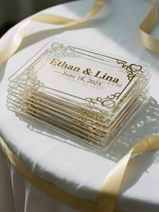 Pannelli Acrilici Decorativi per Inviti di Nozze con Stampa Personalizzata e Texture Elegante - Product Image 5