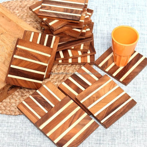 <b>Hand</b> Painted Resin Decorative Coasters Geometric Pattern Black White Artistic Home Decoration Set of 4 - Product Image 4