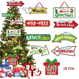 18 Pezzi Decorazioni Natalizie dell'Albero di Grinch, Ornamenti di Carta da Appendere di Whoville, Palline Decorative Natalizie di Wint - Product Image 1