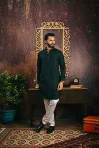 Conjunto de Salwar Kameez Azul Rey Casual para Hombre, Ropa Islámica Pakistaní India de Algodón, Diseño Transpirable con Bolsillos Laterales - Product Image 6