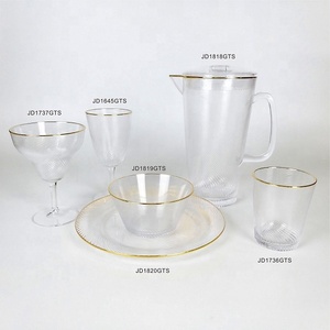 14 oz Twill Design Acrylic <b>Plastic</b> Vintage Clear <b>Drinking</b> <b>Cups</b> Tumbler for Home Party Use - Product Image 6