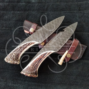 Handmade Damascus Steel Chef Knife with Natural Stag Handle – Razor Sharp <b>Kitchen</b> Knife with Leather Sheath | Custom Logo OEM - Product Image 2