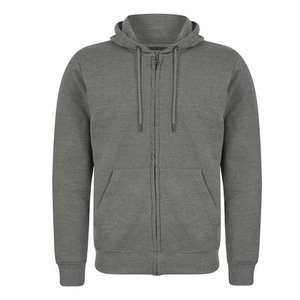 Survêtement gris à capuche pour homme, fermeture éclair intégrale, coupe décontractée, avec poches latérales, vêtement d'automne, 100% coton, couleur unie - Product Image 2