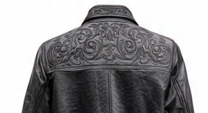 Veste en cuir marron gaufré pour homme Champ King avec doublure en satin vert, col montant et fermeture éclair - Product Image 3