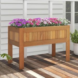 Solid Wood Elevated <b>Planter</b> <b>Box</b> with Legs 1PC Wooden Raised Garden Bed Flower Pots & <b>Planters</b> - Product Image 1