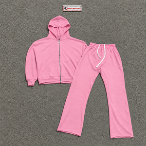 Conjunto Deportivo Personalizado de Felpa Rosa para Hombre, Sudadera con Cremallera Completa y Pantalones Jogger, Ropa Deportiva Informal de Invierno, Venta al Por Mayor, Fabricante OEM - Product Image 5