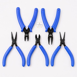 Ensemble de 5 pinces de précision pour bijoux en acier inoxydable, mini kit d'outils de perlage avec poignées en PVC - Product Image 4