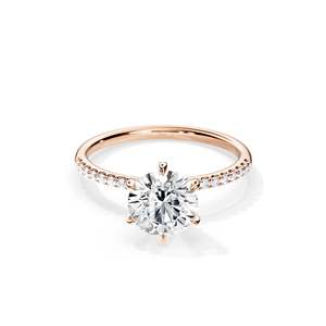Women's White Gold Round Brilliant Cut Diamond Engagement Ring Prong Setting floral Style - Product Image 3