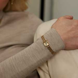 Mixed Shape Linked Double Row Cuban <b>Bracelet</b> For Women Round Pear Marquise Lab Grown Diamond Custom 14K 18K Solid Gold Wholesale - Product Image 2