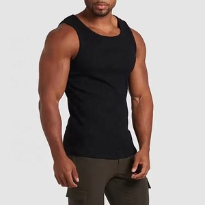 Wholesale Cotton Black White Tank Top Sleeveless Fitness Sportswear Custom Logo <b>Men</b> <b>Singlet</b> Tank Tops <b>Men</b> Tank Top <b>For</b> Sale - Product Image 1