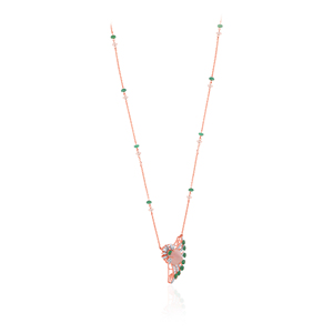 Collier en or rose 14 carats avec pendentif en quartz rose, diamants synthétiques de laboratoire taille brillant, tendance, luxe pour femme, à porter au quotidien - Product Image 2