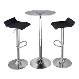 Juego de Barra Contemporáneo Spyra Ale de 3 Piezas en Metal Cromado y Acrílico Transparente con Tablero de PVC Negro Iluminado - Product Image 2