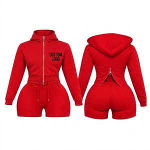 Combinaison longue à capuche noire pour femme, fermeture éclair bleue, coupe ajustée, style décontracté, toutes saisons, polyester/coton, séchage rapide - Product Image 1