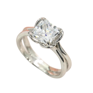 <b>Cushion</b> Cut Diamond Engagement <b>Ring</b> 10K Plated White Gold Moissanite Proposal <b>Wedding</b> Women <b>Ring</b> - Product Image 4