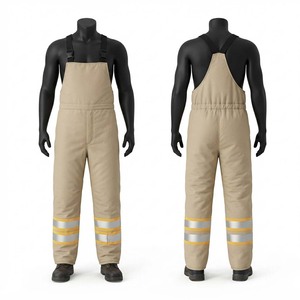 Pantalones de Trabajo de Lona de Algodón y Poliéster de Primera Calidad, 320 GSM, Color Beige, Cinta Reflectante, Logotipo Bordado Personalizado, Correas Ajustables, Utilitarios - Product Image 1