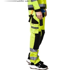 High Visibility Industrial Construction Safety <b>Work</b> Pants Reflective <b>Trousers</b> Men Cargo Outdoor Multi Pocket OEM Breathable - Product Image 5