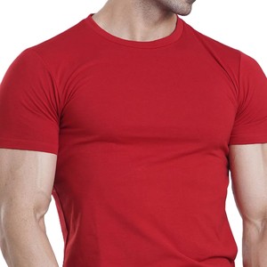 T-shirt à manches courtes pour homme, orange uni, polyester/coton, coupe classique, col rond, jersey tricoté, écologique, séchage rapide, personnalisable - Product Image 3