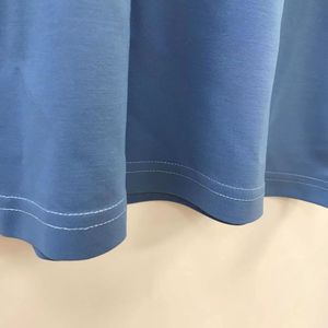 Camiseta Personalizada con Tu Logotipo, Moderna, Suave y Fresca, para Hombre, Azul Liso, Estilo Vintage, Corte Holgado, Cuello Redondo, Informal - Product Image 5