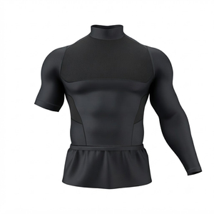 Short Sleeve Turtleneck Compression <b>Shirt</b> Black Color American Football Compression Jersey for Men Custom Logo Compression Tee - Product Image 1