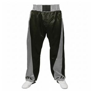 Pantalon de sparring gris contrastant, pantalon de kickboxing, équipement d'arts martiaux MMA, pantalon d'entraînement professionnel respirant en satin - Product Image 1