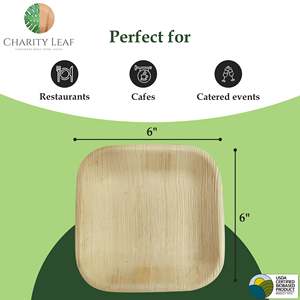 Piatto Quadrato in Foglia di Palma Naturale da 6 Pollici per Stoviglie e Decorazioni da Tavola - Product Image 5