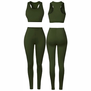 Conjunto de Yoga para Mujer, Ropa Deportiva Ecológica Personalizada de Alta Calidad, Logotipo Frontal, para Fitness, Tallas Grandes, Tops de Entrenamiento, Diseño Sólido - Product Image 3