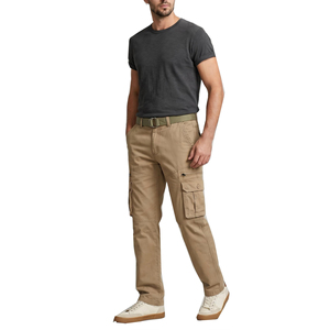 Pantalones Jogger Cargo Color Caqui para Hombre, con Dobladillo Elástico, Casuales, Ligeros, con Bolsillos Laterales - Product Image 1