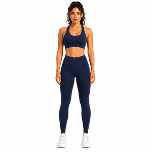 Women Racerback Yoga Set High Waist Leggings Sports Bra Fitness Gym Workout Activewear Set - Product Image 1