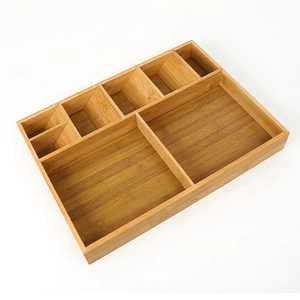 Modern Bamboo Desktop Organizer Multi Compartment Wooden Storage Box Tiered Cutlery Caddy <b>Kitchen</b> <b>Utensil</b> <b>Holder</b> Office Supplier - Product Image 1