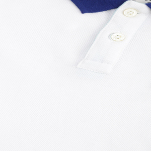 Men's <b>White</b> & Blue Colourblocked Breathable Washed Jersey <b>Short</b> Sleeve Plus Size with for Collar High Street Style Quick Dry - Product Image 5
